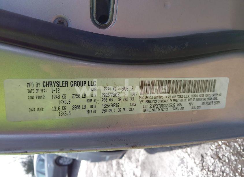 Photo 9 of 2012 Dodge Journey SE/AVP (VIN 3C4PDCAB1CT255638)