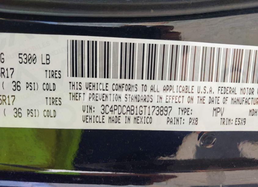 Photo 9 of 2016 Dodge Journey SE (VIN 3C4PDCAB1GT173897)