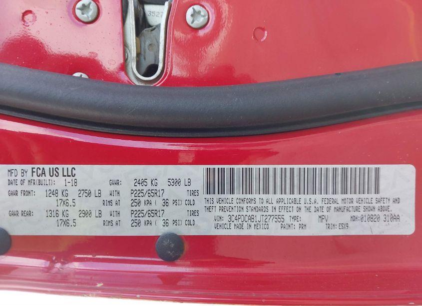 Photo 9 of 2018 Dodge Journey SE (VIN 3C4PDCAB1JT277555)