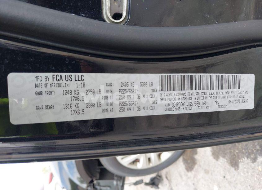 Photo 9 of 2018 Dodge Journey SE (VIN 3C4PDCAB1JT277569)