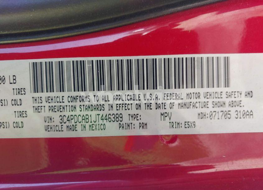 Photo 9 of 2018 Dodge Journey SE (VIN 3C4PDCAB1JT446389)