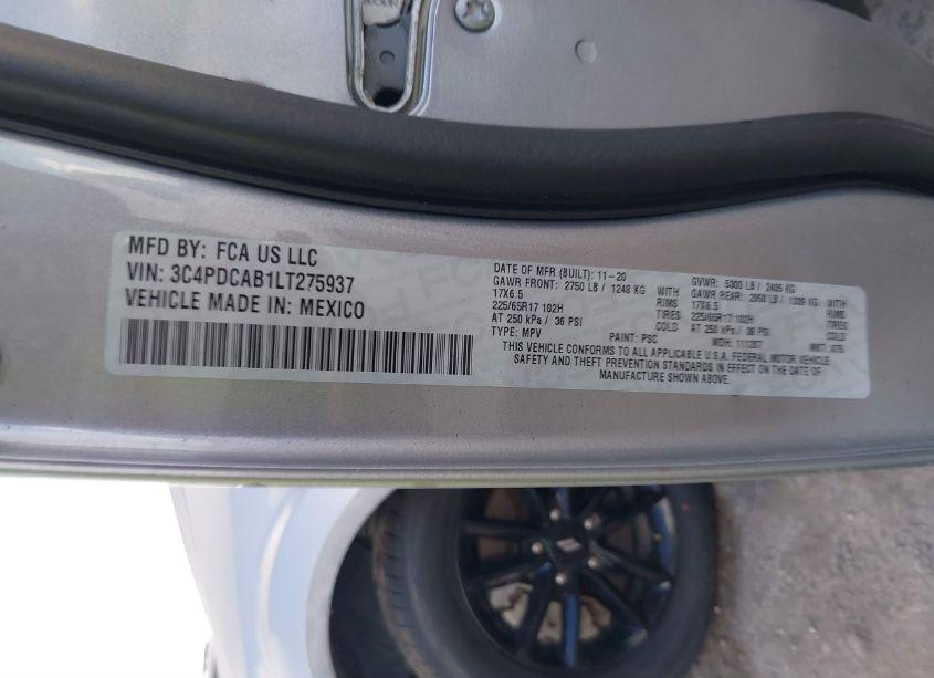 Photo 9 of 2020 Dodge Journey SE VALUE (VIN 3C4PDCAB1LT275937)