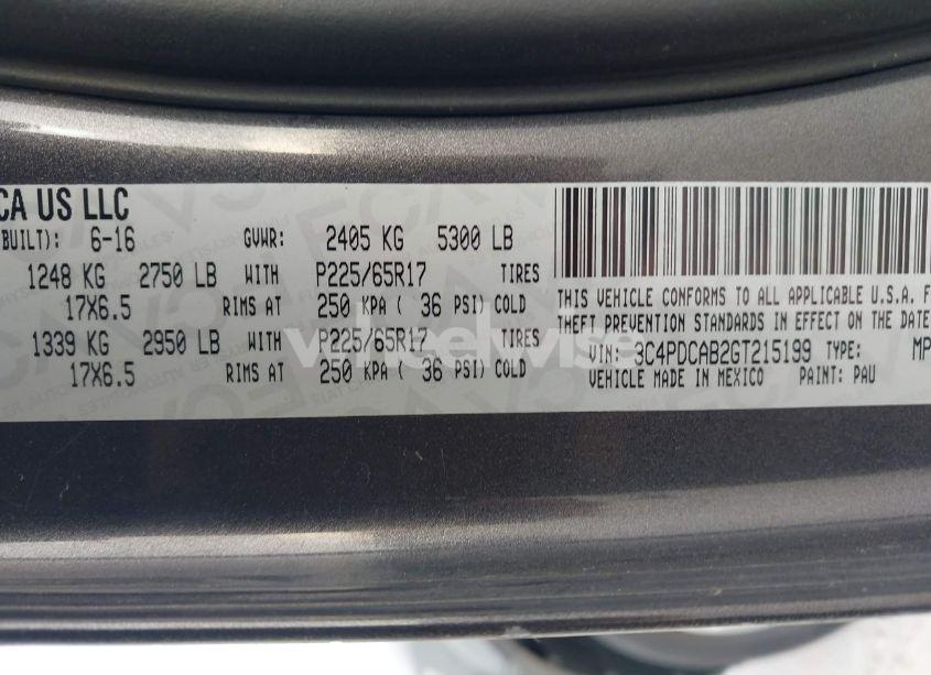 Photo 9 of 2016 Dodge Journey SE (VIN 3C4PDCAB2GT215199)