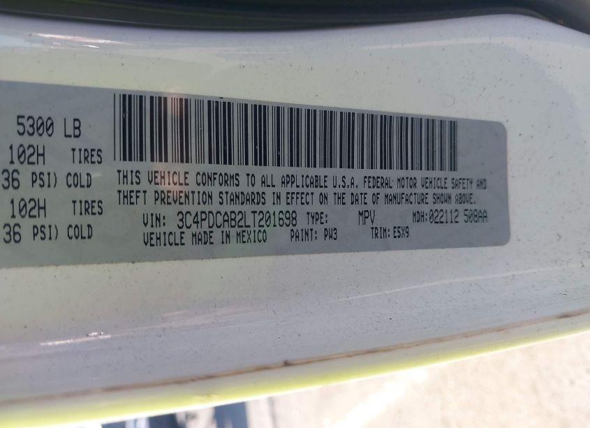 Photo 9 of 2020 Dodge Journey SE VALUE (VIN 3C4PDCAB2LT201698)