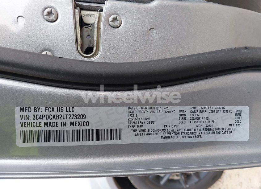 Photo 9 of 2020 Dodge Journey SE VALUE (VIN 3C4PDCAB2LT273209)