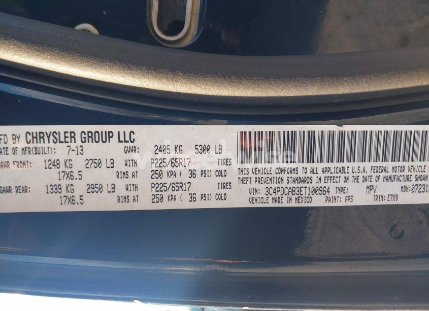 Photo 9 of 2014 Dodge Journey SE (VIN 3C4PDCAB3ET100964)