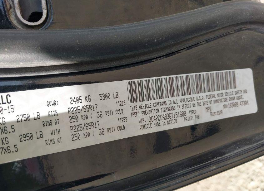 Photo 9 of 2016 Dodge Journey SE (VIN 3C4PDCAB3GT151688)