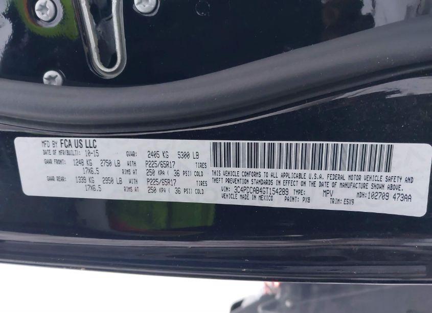 Photo 9 of 2016 Dodge Journey SE (VIN 3C4PDCAB4GT154289)