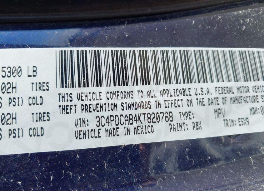 Photo 9 of 2019 Dodge Journey SE VALUE PACKAGE (VIN 3C4PDCAB4KT820768)