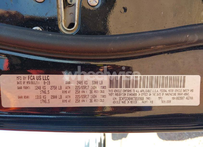 Photo 9 of 2019 Dodge Journey SE VALUE PACKAGE (VIN 3C4PDCAB4KT858968)