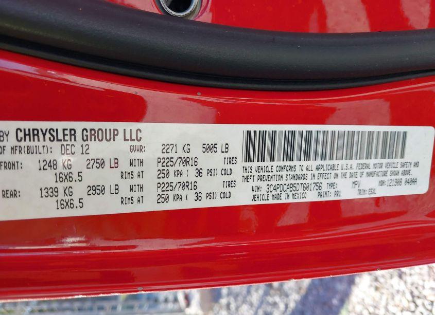 Photo 9 of 2013 Dodge Journey AMERICAN VALUE PKG (VIN 3C4PDCAB5DT601756)