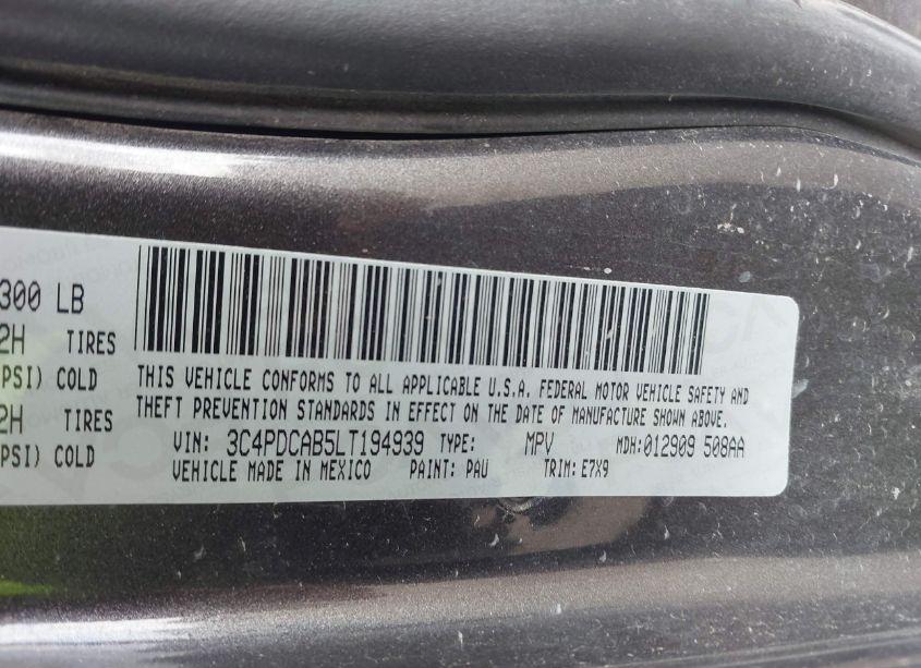 Photo 9 of 2020 Dodge Journey SE VALUE (VIN 3C4PDCAB5LT194939)