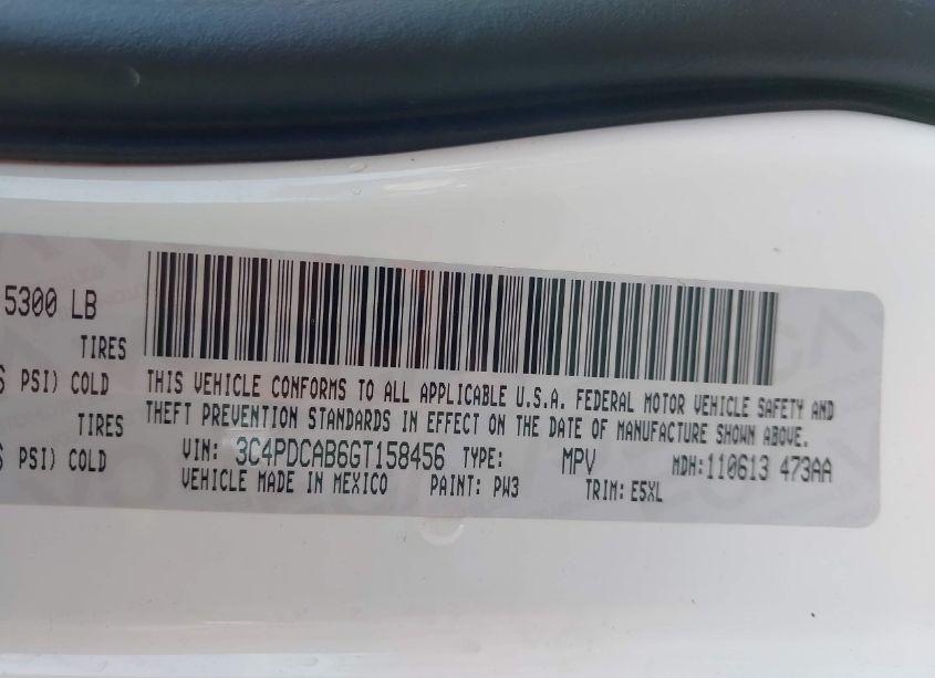 Photo 9 of 2016 Dodge Journey SE (VIN 3C4PDCAB6GT158456)