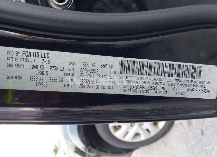 Photo 9 of 2016 Dodge Journey SE (VIN 3C4PDCAB6GT235603)