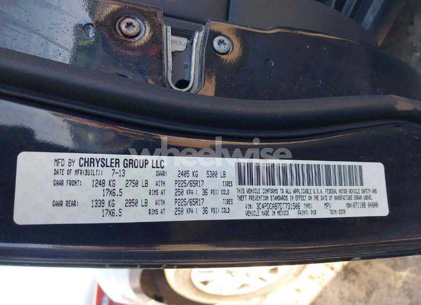 Photo 9 of 2013 Dodge Journey AMERICAN VALUE PKG (VIN 3C4PDCAB7DT731506)