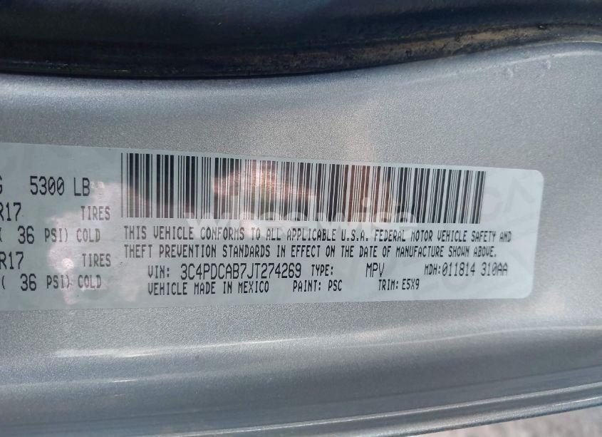 Photo 9 of 2018 Dodge Journey SE (VIN 3C4PDCAB7JT274269)