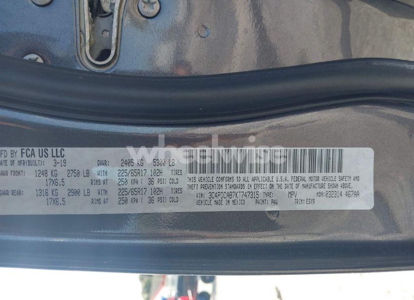 Photo 9 of 2019 Dodge Journey SE VALUE PACKAGE (VIN 3C4PDCAB7KT747315)