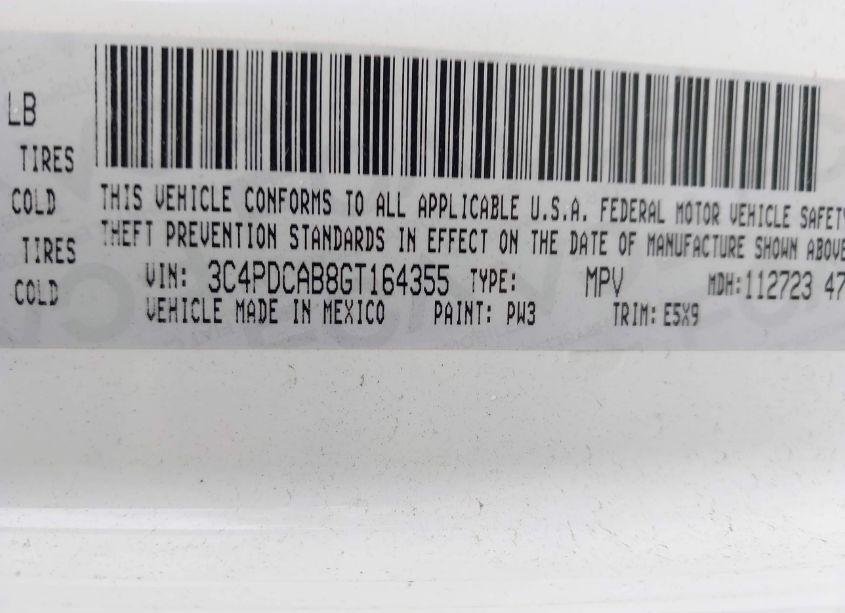 Photo 9 of 2016 Dodge Journey SE (VIN 3C4PDCAB8GT164355)