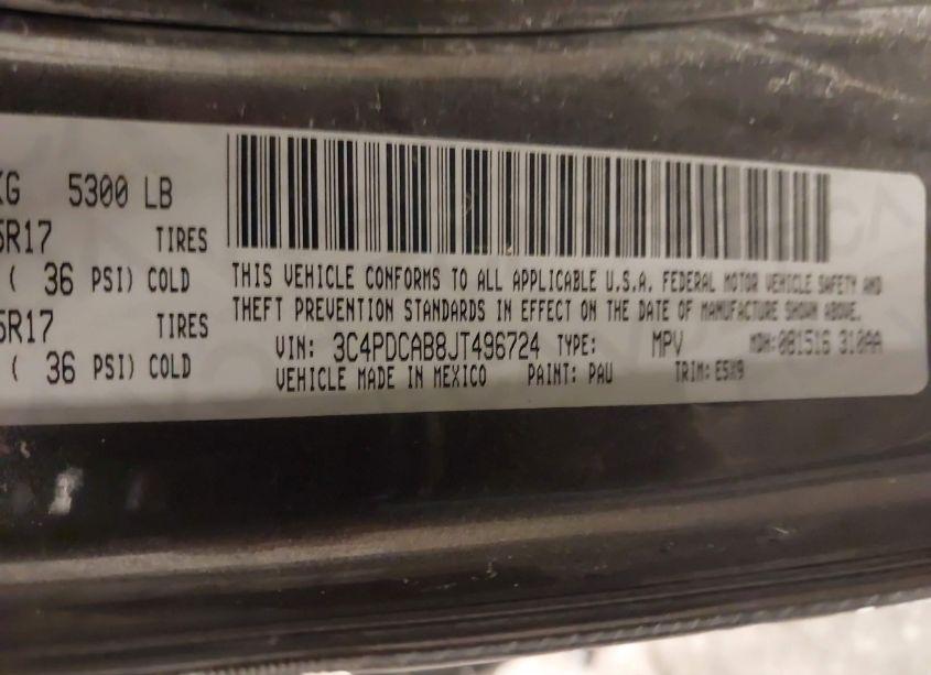 Photo 9 of 2018 Dodge Journey SE (VIN 3C4PDCAB8JT496724)