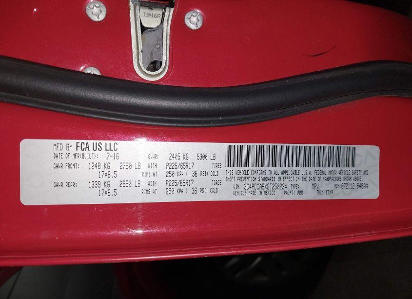 Photo 9 of 2016 Dodge Journey SE (VIN 3C4PDCABXGT250234)