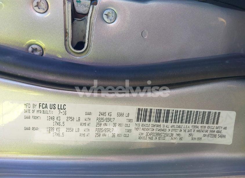 Photo 9 of 2016 Dodge Journey SXT (VIN 3C4PDCBB0GT250130)