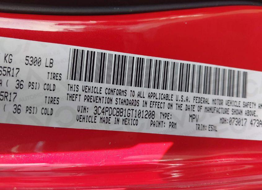 Photo 9 of 2016 Dodge Journey SXT (VIN 3C4PDCBB1GT101208)