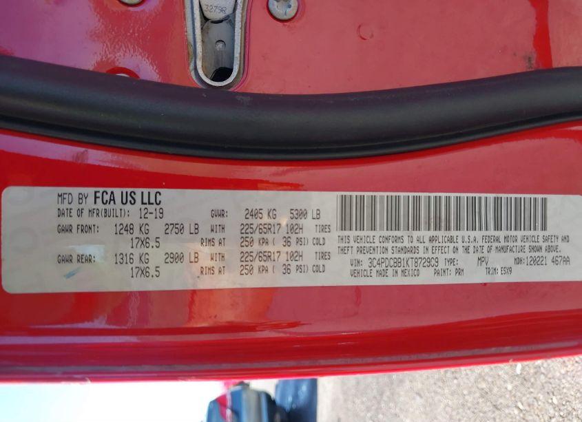 Photo 9 of 2019 Dodge Journey SE (VIN 3C4PDCBB1KT872969)