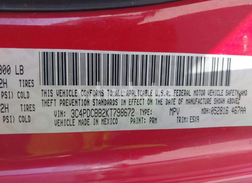 Photo 9 of 2019 Dodge Journey SE (VIN 3C4PDCBB2KT798672)