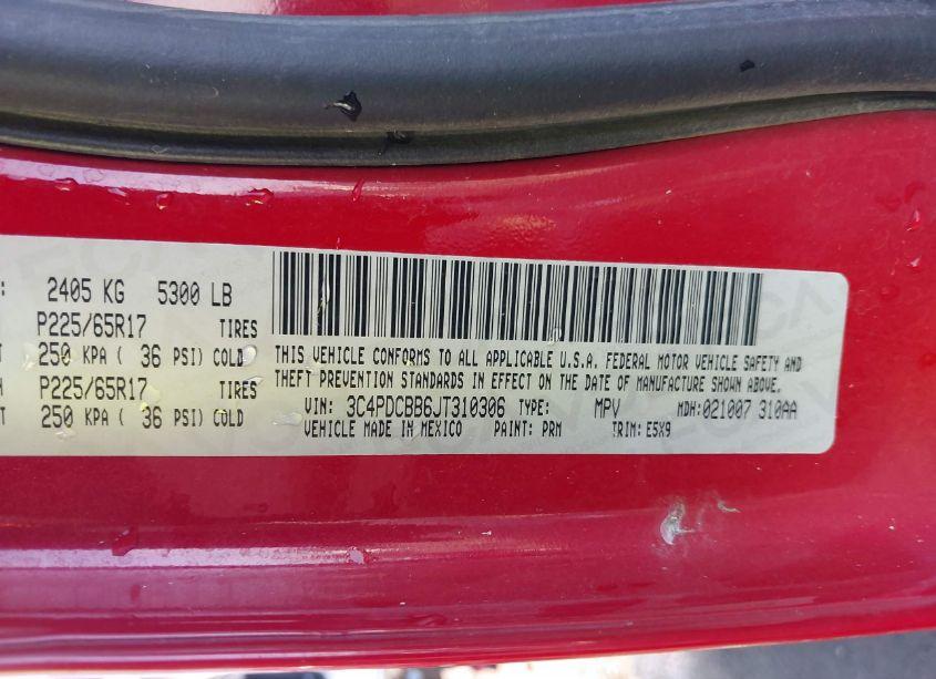 Photo 9 of 2018 Dodge Journey SXT (VIN 3C4PDCBB6JT310306)