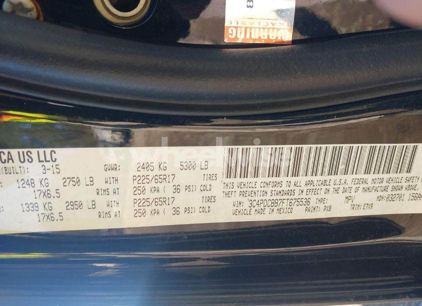 Photo 9 of 2015 Dodge Journey SXT (VIN 3C4PDCBB7FT675536)