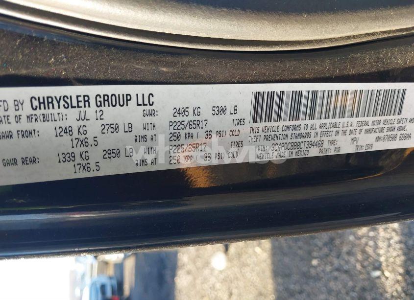 Photo 9 of 2012 Dodge Journey SXT (VIN 3C4PDCBB8CT394468)