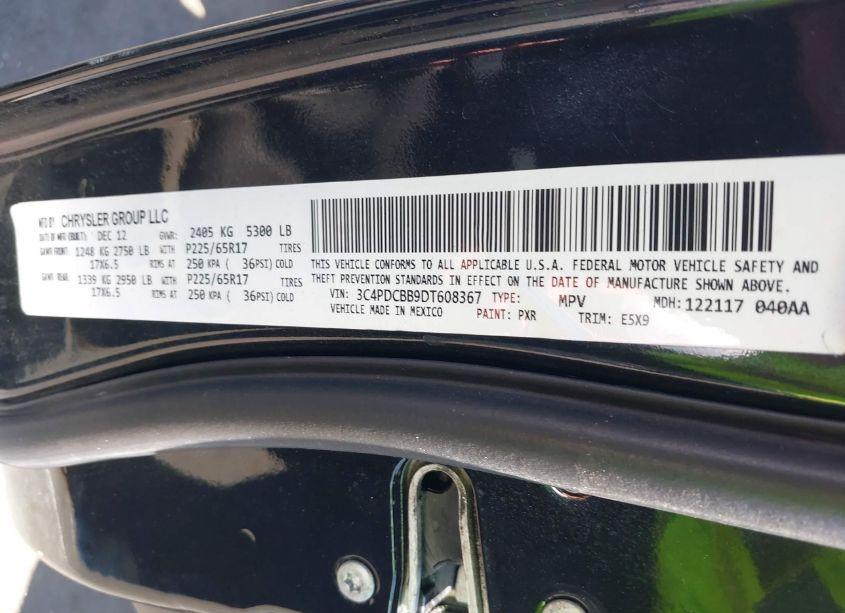 Photo 9 of 2013 Dodge Journey SXT (VIN 3C4PDCBB9DT608367)