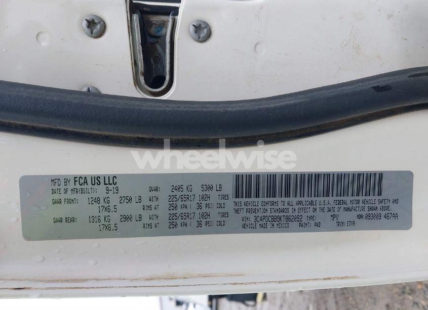 Photo 9 of 2019 Dodge Journey SE (VIN 3C4PDCBB9KT862092)