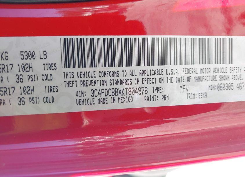 Photo 9 of 2019 Dodge Journey SE (VIN 3C4PDCBBXKT804976)