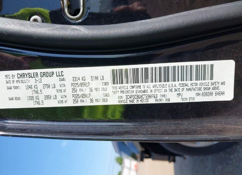 Photo 9 of 2012 Dodge Journey SXT (VIN 3C4PDCBG0CT290763)