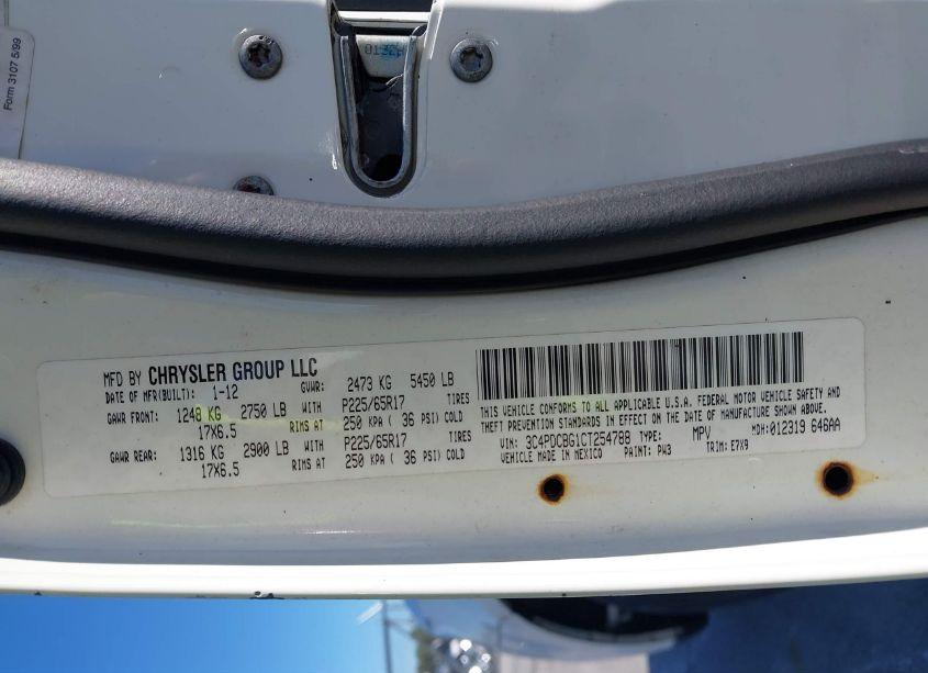 Photo 9 of 2012 Dodge Journey SXT (VIN 3C4PDCBG1CT254788)