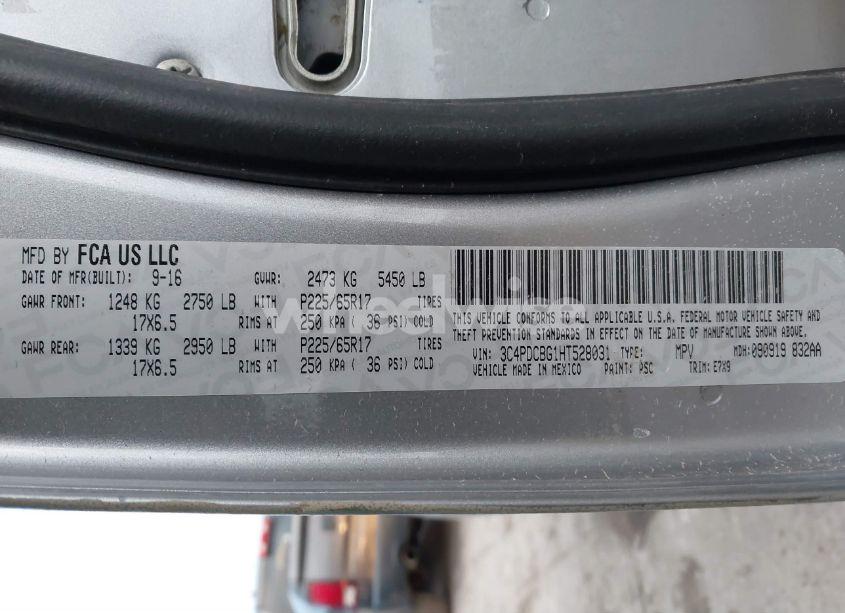 Photo 9 of 2017 Dodge Journey SXT (VIN 3C4PDCBG1HT528031)