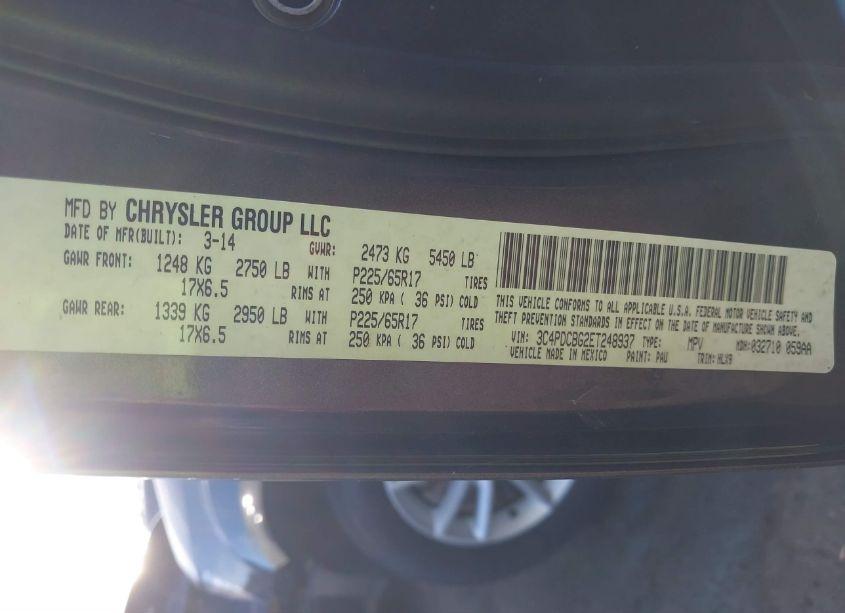 Photo 9 of 2014 Dodge Journey SXT (VIN 3C4PDCBG2ET248937)