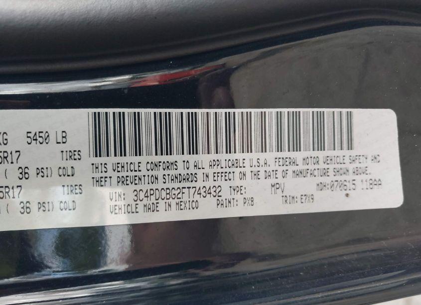 Photo 9 of 2015 Dodge Journey SXT (VIN 3C4PDCBG2FT743432)