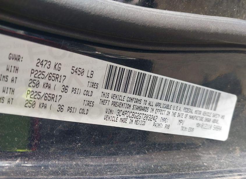 Photo 9 of 2016 Dodge Journey SXT (VIN 3C4PDCBG2GT203242)