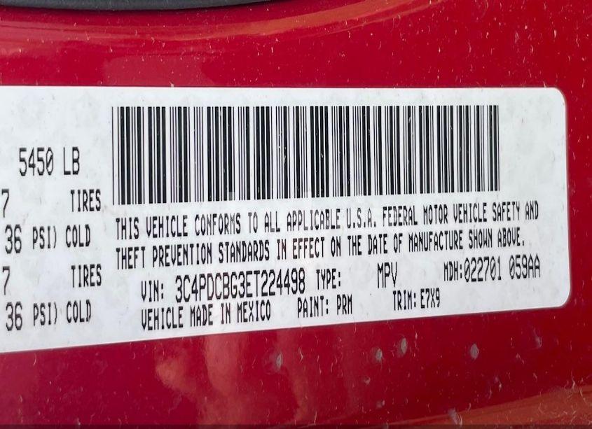 Photo 8 of 2014 Dodge Journey SXT (VIN 3C4PDCBG3ET224498)