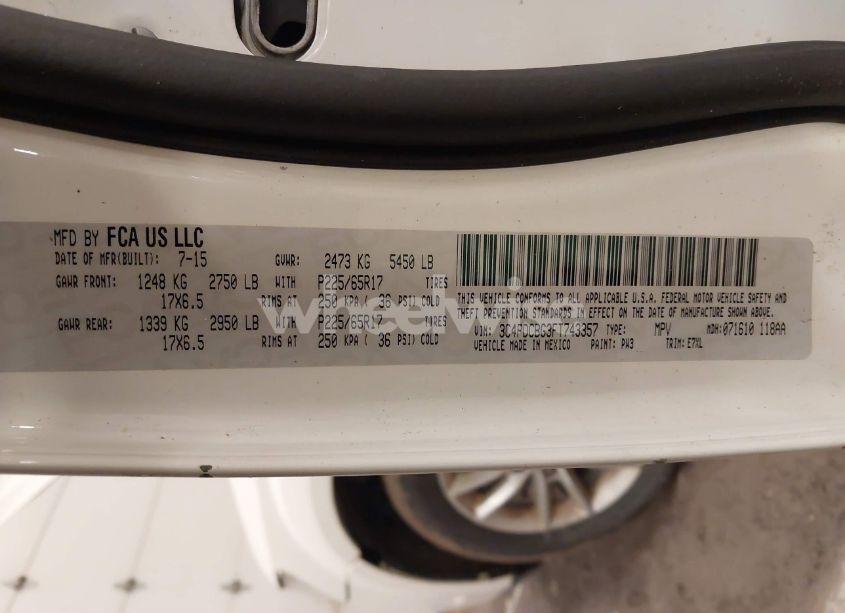 Photo 9 of 2015 Dodge Journey SXT (VIN 3C4PDCBG3FT743357)