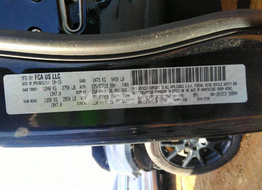 Photo 9 of 2016 Dodge Journey SXT (VIN 3C4PDCBG3GT154214)