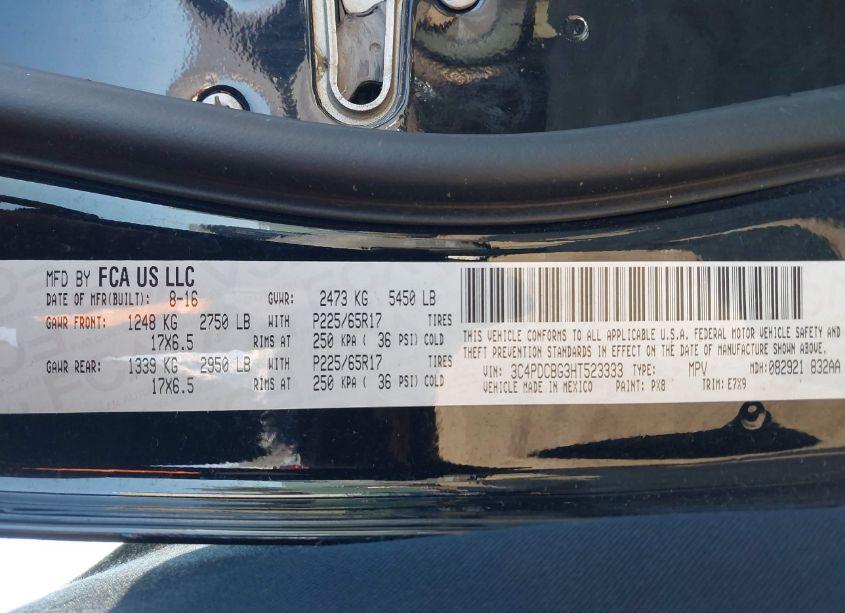 Photo 9 of 2017 Dodge Journey SXT (VIN 3C4PDCBG3HT523333)