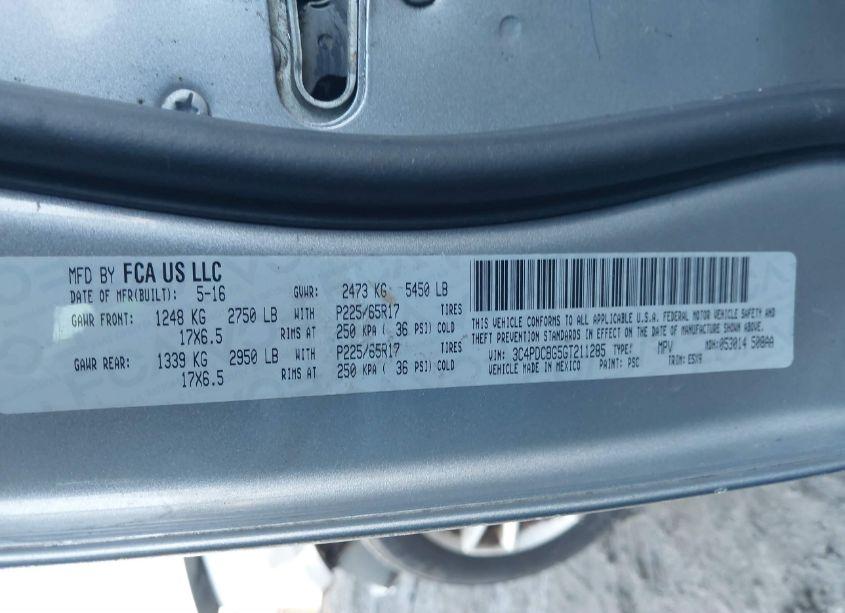 Photo 9 of 2016 Dodge Journey SXT (VIN 3C4PDCBG5GT211285)