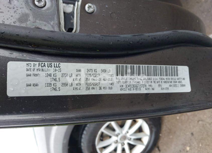 Photo 9 of 2016 Dodge Journey SXT (VIN 3C4PDCBG6GT157270)