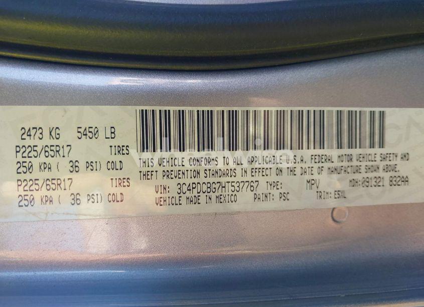 Photo 9 of 2017 Dodge Journey SXT (VIN 3C4PDCBG7HT537767)