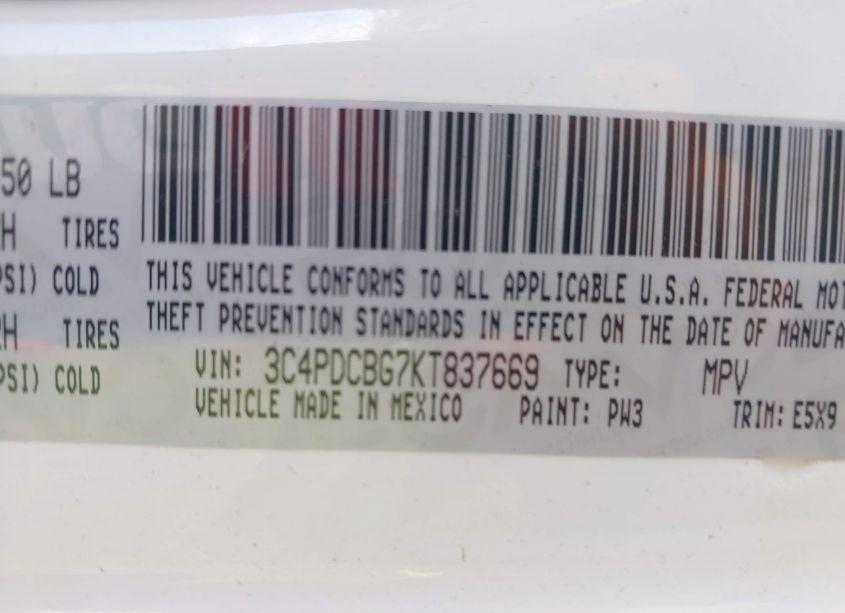 Photo 9 of 2019 Dodge Journey SE (VIN 3C4PDCBG7KT837669)