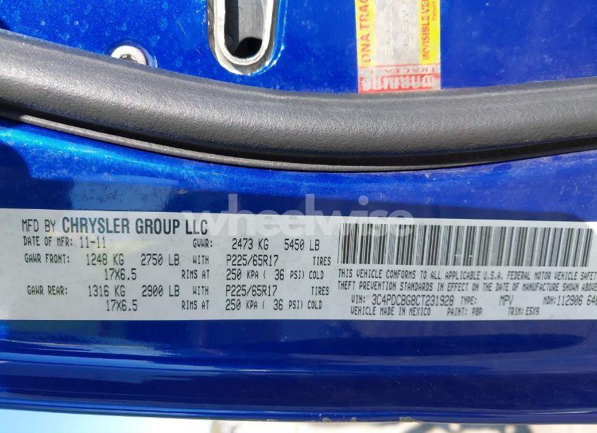 Photo 9 of 2012 Dodge Journey SXT (VIN 3C4PDCBG8CT231928)