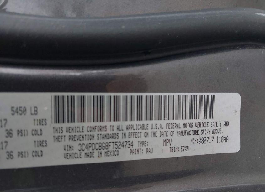 Photo 9 of 2015 Dodge Journey SXT (VIN 3C4PDCBG8FT524734)